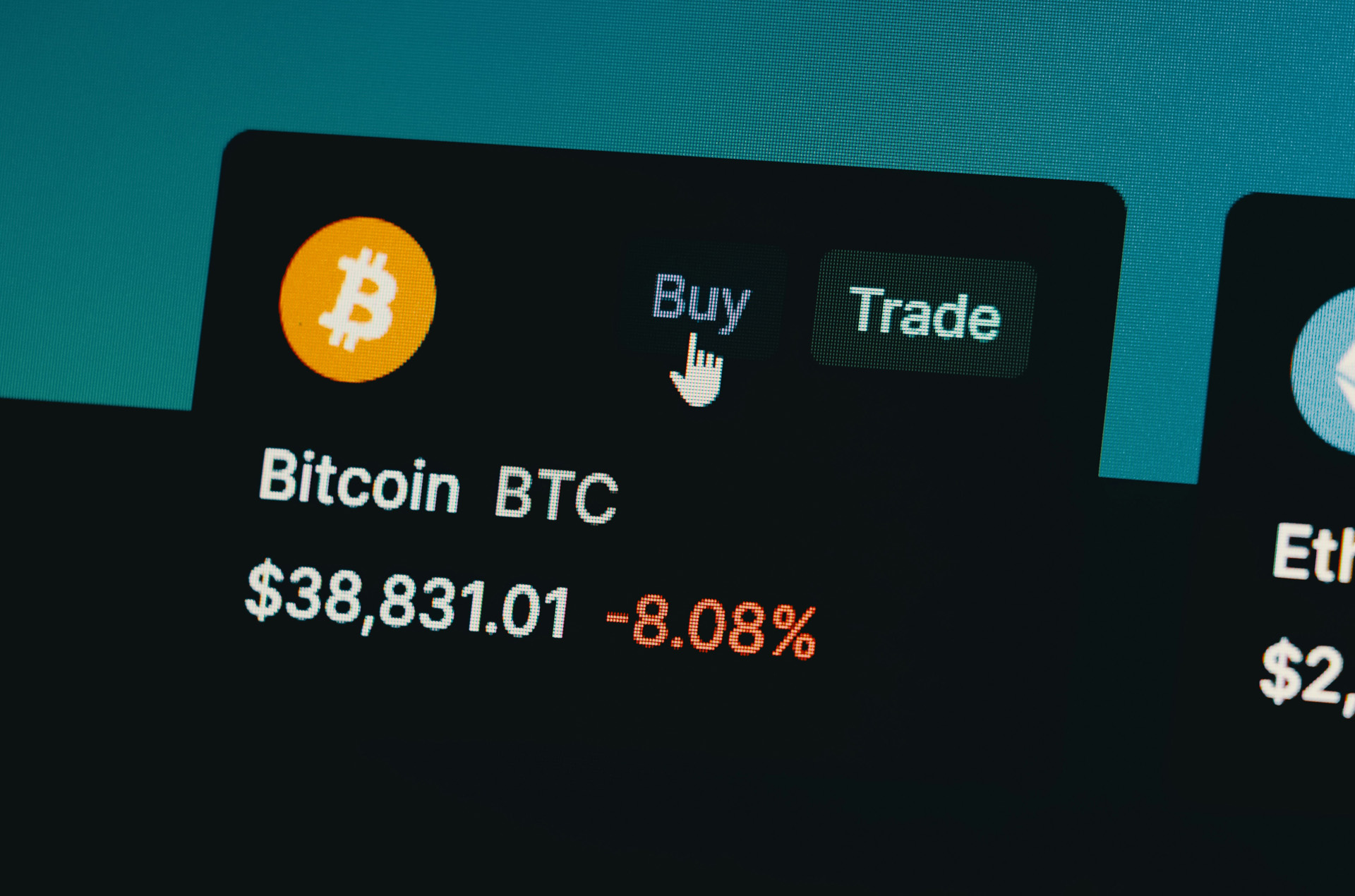 itcoin buy and trade screen showing price changes on a digital exchange platform.