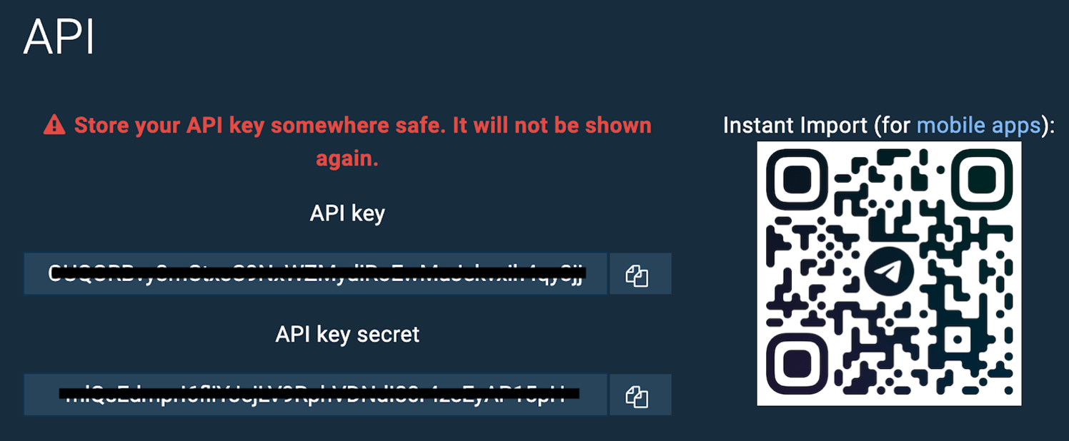 Bitfinex API key & secret