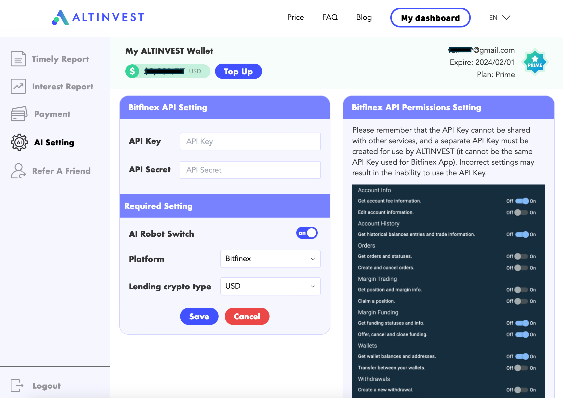 ALTINVEST AI setting